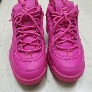 Hot Pink Filas Disruptor II